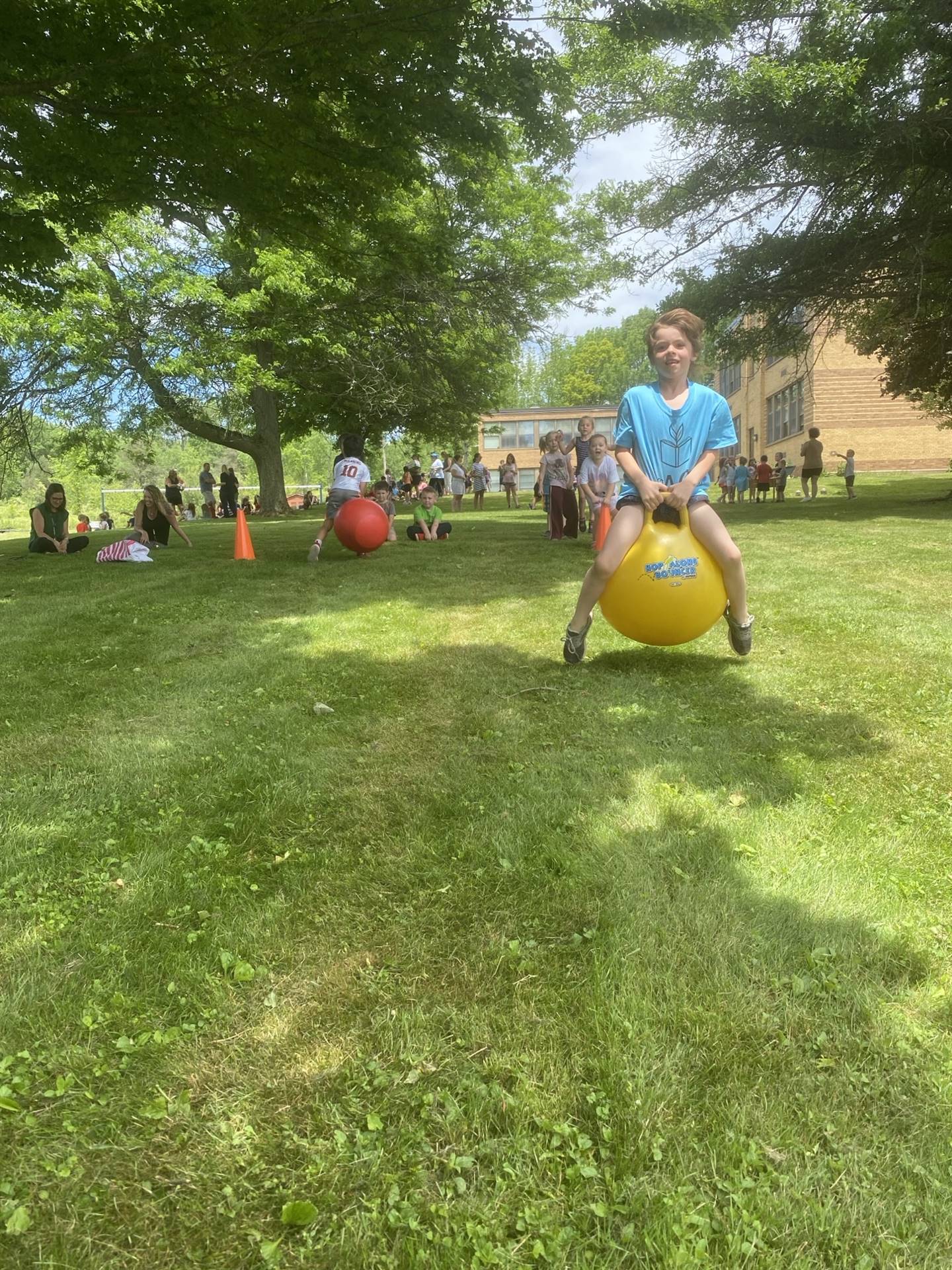 students on hop balls